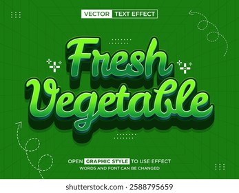 fresh vegetable editable text, font effect, 3d text for title