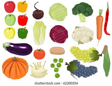 Fresh Vegetable, fruit (Icons) Set