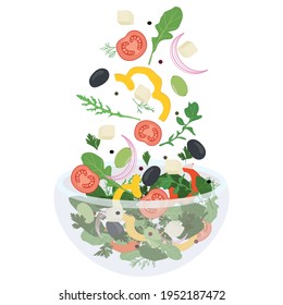 Fresh vegetable and green leaf salad dish.