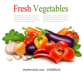 Fresh vegetable with leaves. Healthy Eating. Vector illustration