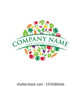 Fresh vegetable logo healthy food shop. Circle Vegetable Fresh Food Logo nature