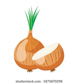 fresh vegetable onion healthy food icon vector illustration design