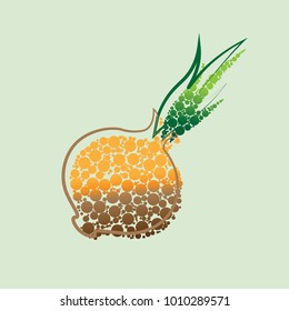  Fresh Vegetable Onion isolated icon. Onion for farm market, vegetarian salad recipe design.