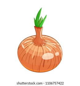 Fresh Vegetable Onion isolated icon. Onion for farm market, vegetarian salad recipe design. vector illustration in flat style