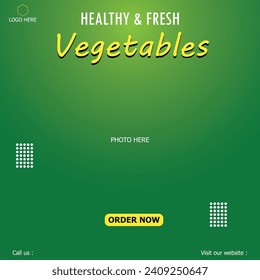 Fresh vegetable online shopping social media banner. Vector graphics poster. Vegetable sale poster.