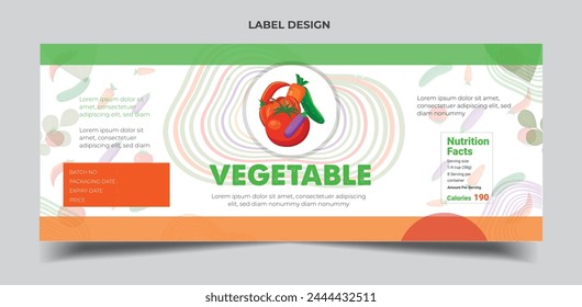 Frischpflanzliche Produktverpackung Etikettendesign Vorlage
