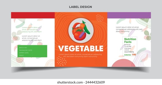 Fresh Vegetable product packaging  label design template