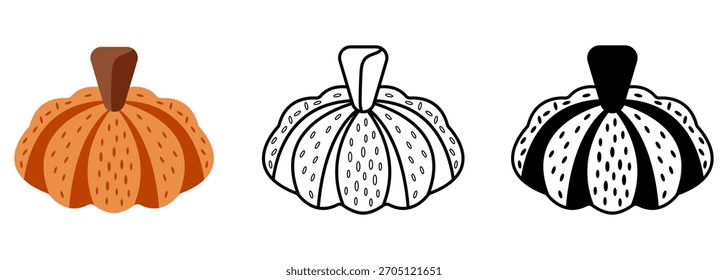 Fresh vegetable pumpkin isolated flat vector illustration