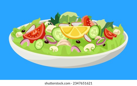 Fresh vegetable salad in a bowl vector design isolated on background