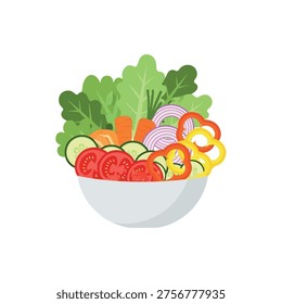 Fresh Vegetable Salad Bowl Vector Illustration
