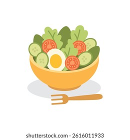 Fresh Vegetable Salad on White Background