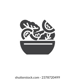 Frischer Gemüsesalat, Vektorsymbol. volles Flachzeichen für mobiles Konzept und Webdesign. Vegetarier Salat-Glyph-Symbol. Symbol, Logo-Abbildung. Vektorgrafik