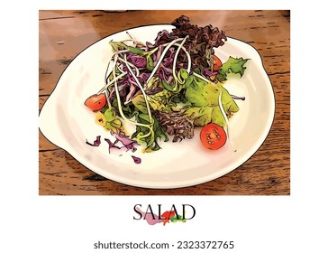 frischer Gemüsesalat. Vektorgrafik