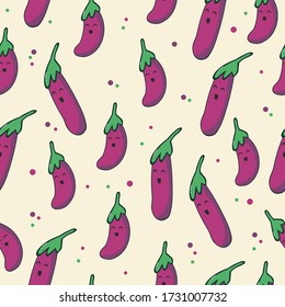 Fresh vegetable seamless pattern. eggplants isolated on background for printing, wallpaper web site background, surface textures, restaurant menu or kitchen. Creative vector illustration 