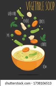 Fresh Vegetable Soup. Vector Illustration