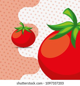 fresh vegetable tomatoes on dots background