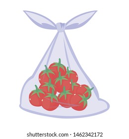fresh vegetable tomatoes in plastic bag 