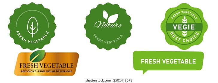 fresh vegetable veggies vegan from nature farm pure stamp sticker badge sign logo packaging collection design icon illustration