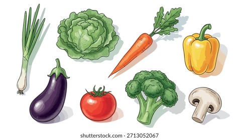 Sortimento de legumes frescos com fundo transparente