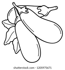 Fresh Vegetables. Aubergines. Vector flat outline icon illustration isolated on white background.