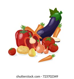 Fresh vegetables background. Group of vegetables vector illustration