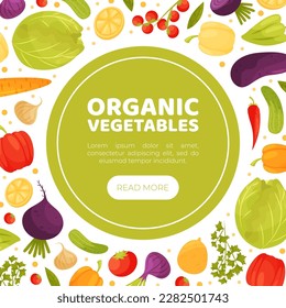 Fresh Vegetables Banner Design with Ripe and Juicy Garden Crop Vector Template