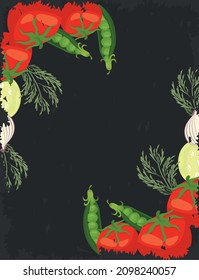 icono del afiche del borde de las verduras frescas