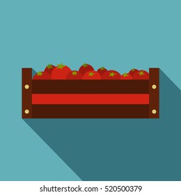 Fresh vegetables in a box icon. Flat illustration of fresh vegetables vector icon for web design