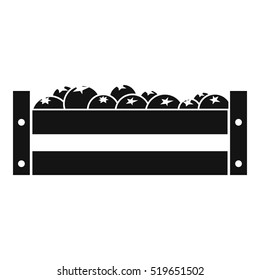 Fresh vegetables in a box icon. Simple illustration of fresh vegetables vector icon for web design