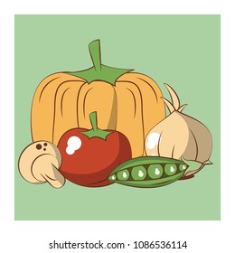 Fresh vegetables cartoons