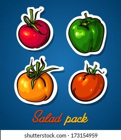 Fresh vegetables. Colorful cartoon. Easily editable vector. 