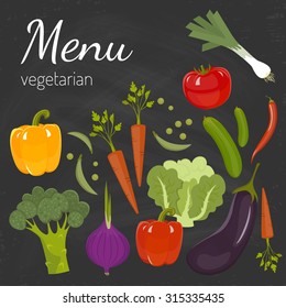 Fresh vegetables. Diet and organic food concept. Vector illustration