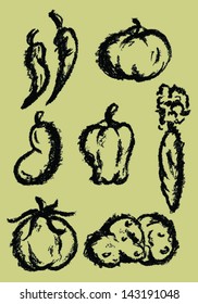 fresh vegetables drawing