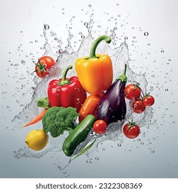 Fresh vegetables eco friendly food pattern vector graphics realistic texture for packaging, design, pattern for textile