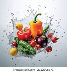 Fresh vegetables eco friendly food pattern vector graphics realistic texture for packaging, design, pattern for textile