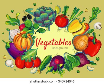 Fresh vegetables eco vector retro background
