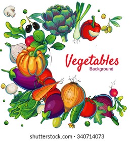 Fresh vegetables eco vector retro background