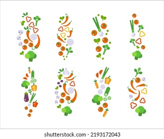Fresh Vegetables Food flat illustration isolated on white. Healthy lifestyle