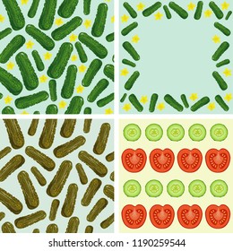 fresh vegetables.Set of four illustrations