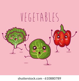 fresh vegetables funny character