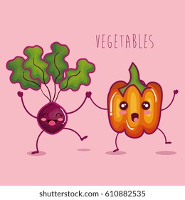 fresh vegetables funny character