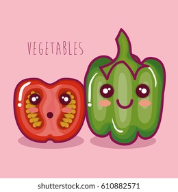 fresh vegetables funny character