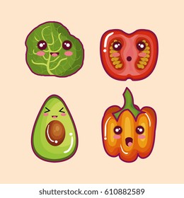 fresh vegetables funny character