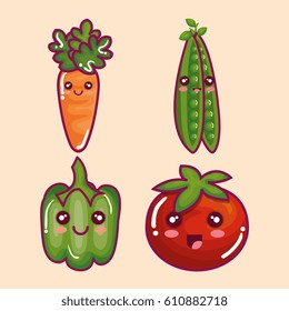 fresh vegetables funny character