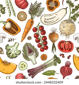 Fresh vegetables hand drawn collection