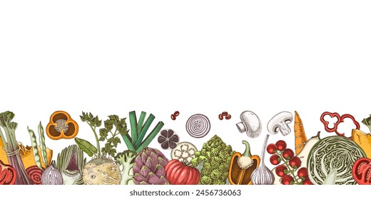 Fresh vegetables hand drawn collection