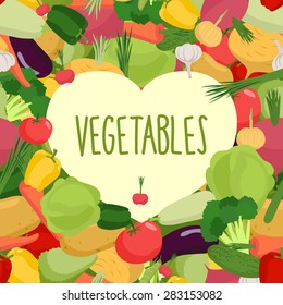 Fresh vegetables. Heart in vegetable. Vector illustration