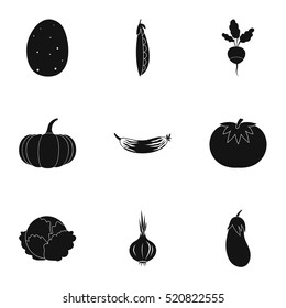 Fresh vegetables icons set. Simple illustration of 9 fresh vegetables vector icons for web