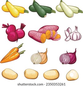 Fresh Vegetables Illustration,  Vegetables Mix