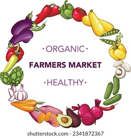 Fresh Vegetables Illustration, Vegetables Mix, Vegetables Frame, Vegan Food Organic Veggies arrangement. Food Banner